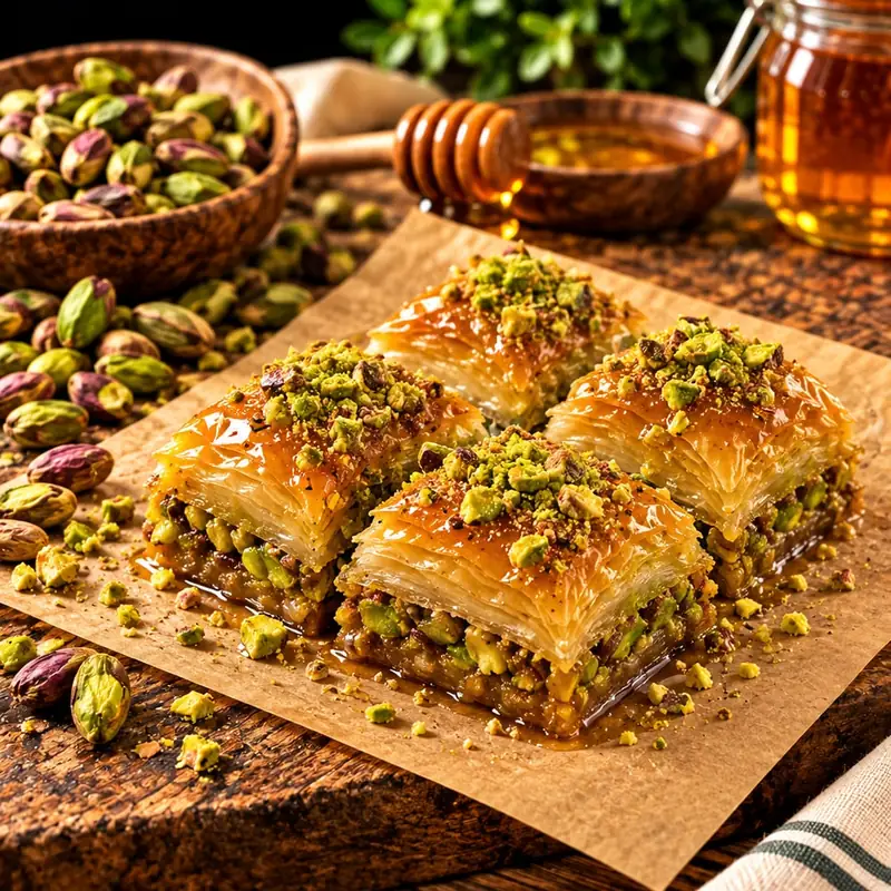 Baklava pistache, boîte de 6 pièces, baklava à la pistache en boîte de 6