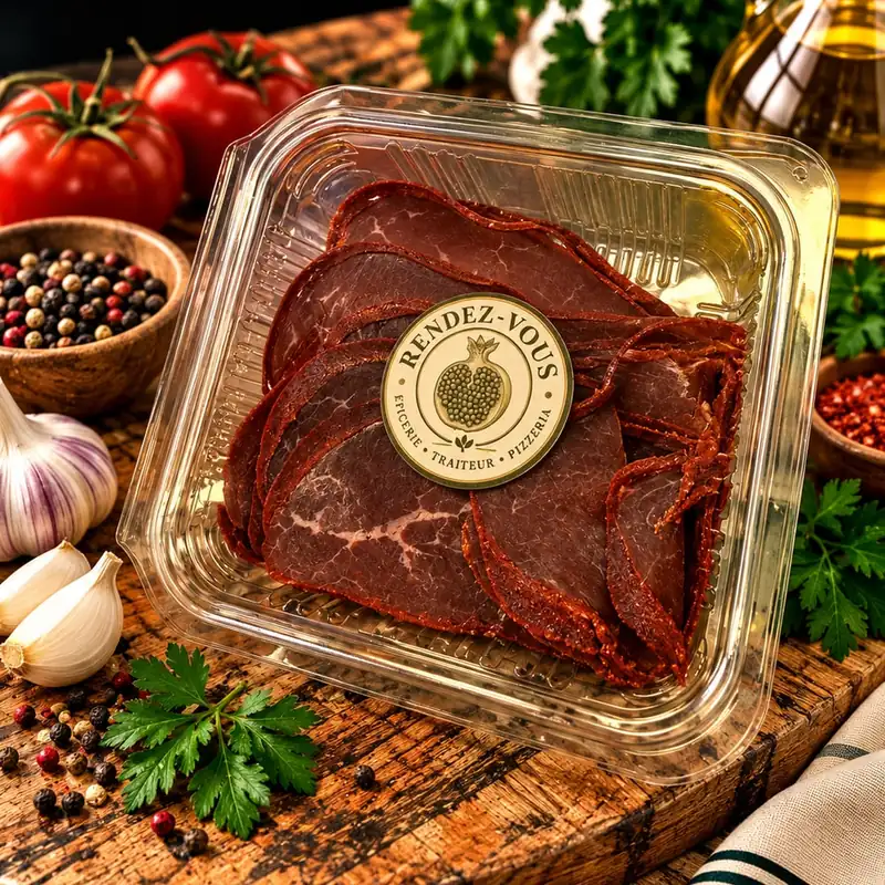 Pastrami arménien, viande de bœuf séchée et épicée
